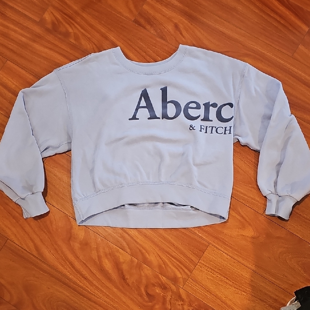 Ambercrombie & Fitch Light Blue Crewneck Cropped Sweatshirt Sz S EUC